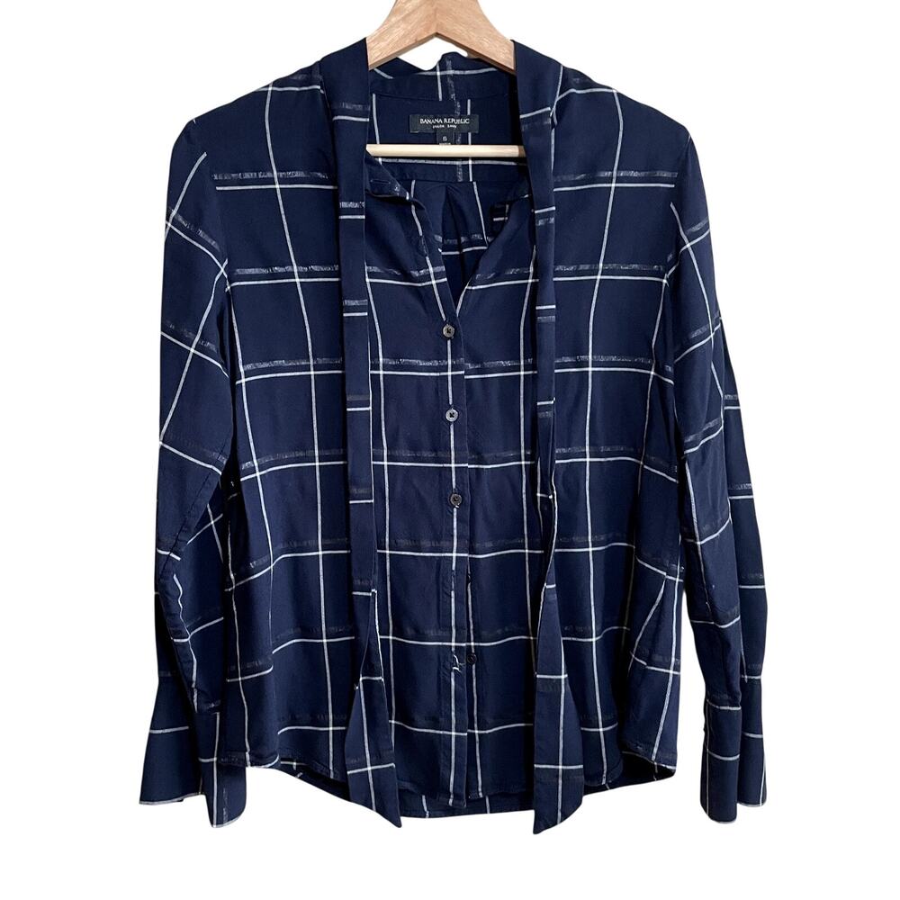 Banana Republic dillon short long sleeved button down women's size small navy